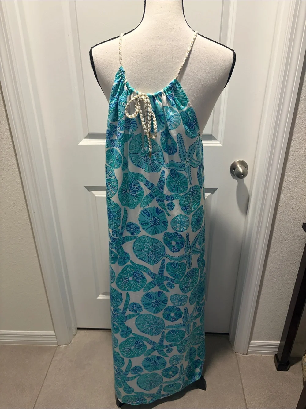 Lilly Pulitzer for Target Sea Urchin Blue & Turquoise Maxi Dress Halter - Picture 7 of 10